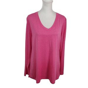 Hanes Sport Pink Long Sleeve Athletic Tee Size XL Hot Pink Performance Shirt